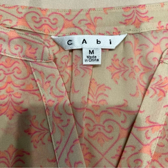 CAbi‎ Poolside Top tunic with Drawstring Waist Size Medium Orange/Pink w/Pockets - Picture 13 of 14